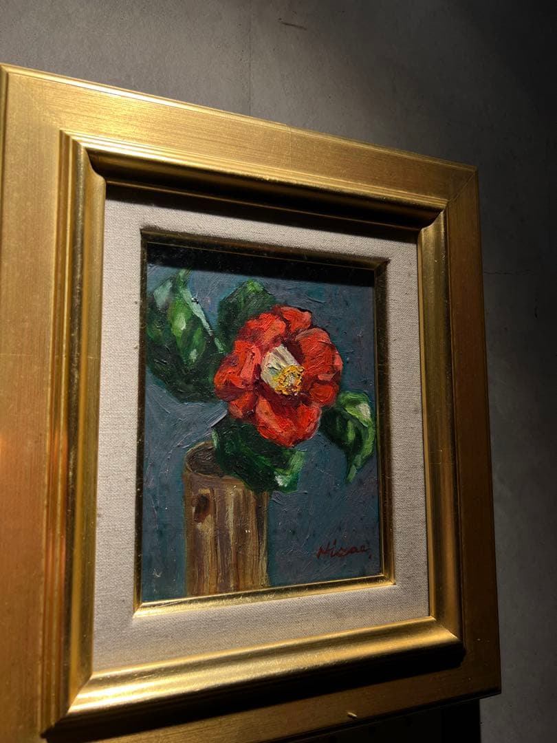 肉質画【椿】油彩画直筆サインあり