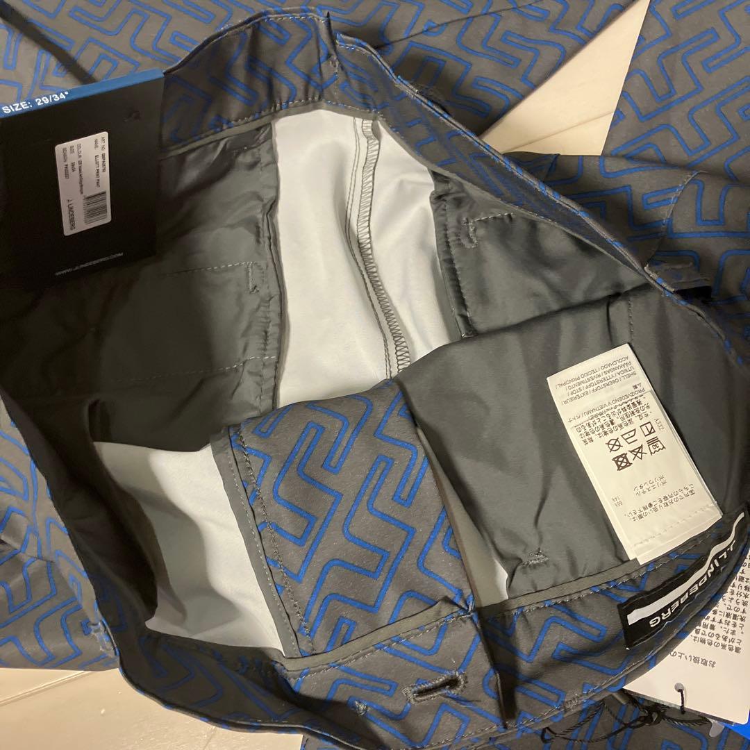 J.LINDEBERGリンドバーグ　ゴルフ　メンズ　総柄　パンツ　グレー×ブルー