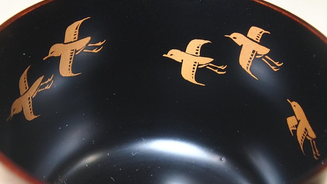 【美品】道場宗廣 溜塗 千鳥蒔絵/水草蒔絵 苫屋棗 なつめ/茶入/薄茶器 漆器