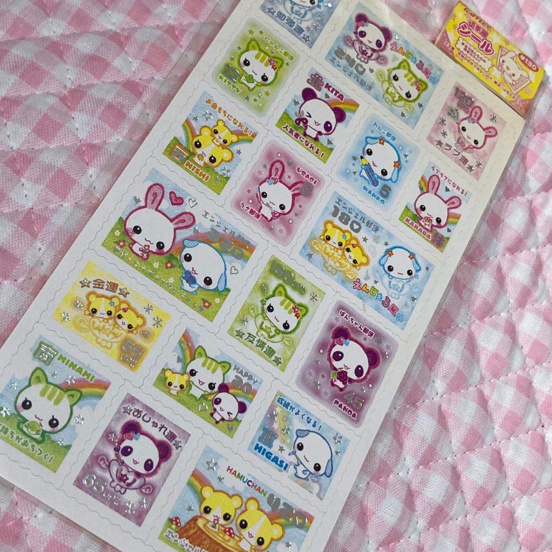 平成レトロ　えんじぇる風水　シール　切手シール　うさぎ　らびちゃん　当時もの