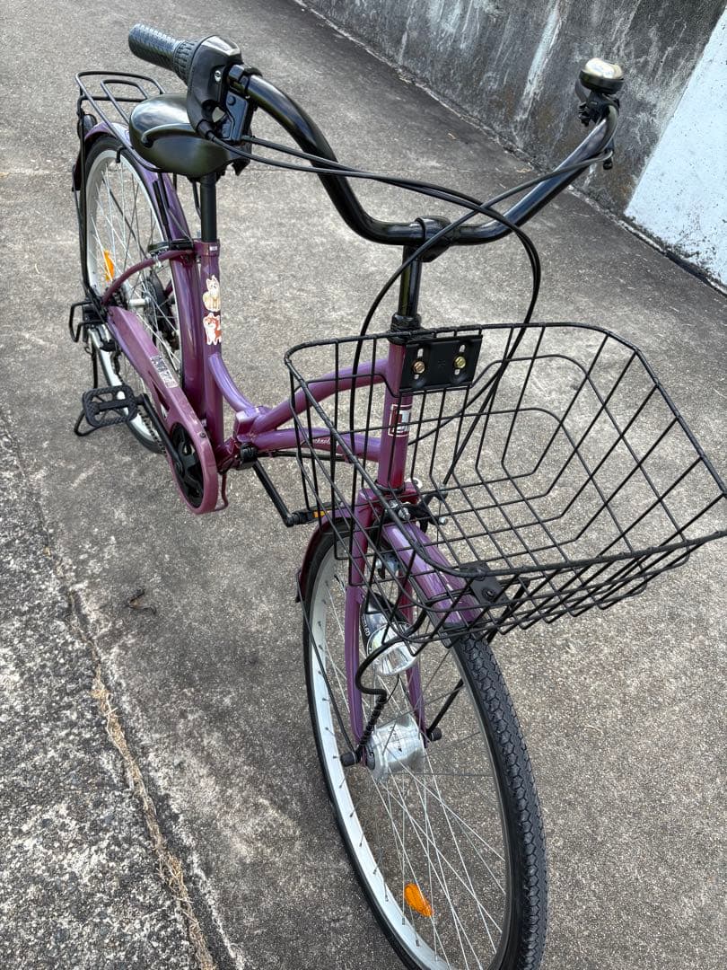 26㌅オートライト変速付き折り畳み軽快車(パープルカラー)