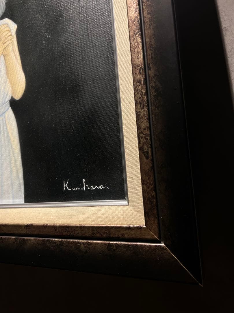 美品　栗原喜依子【祈り】肉筆油彩画　直筆サインあり