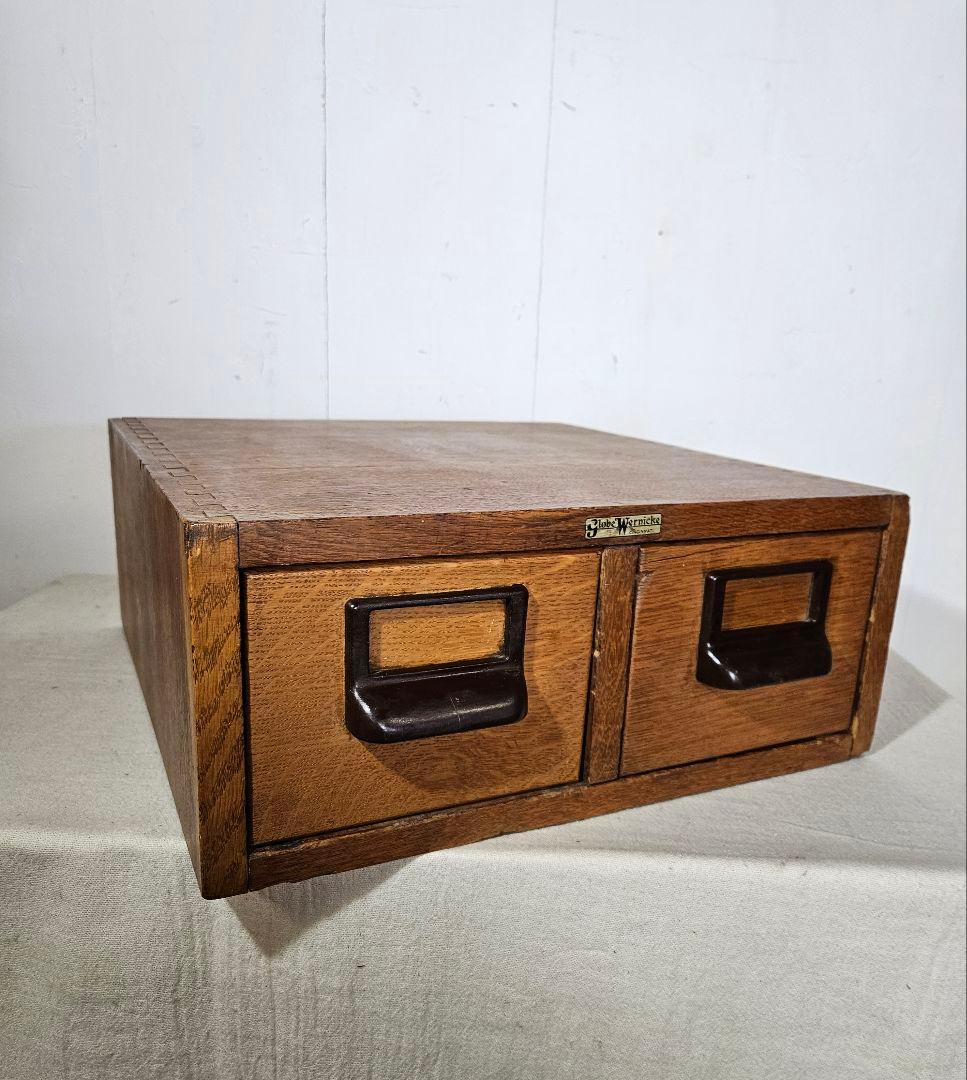 USアンティーク 木製のカードキャビネット ホルダー 卓上 書斎 引出し