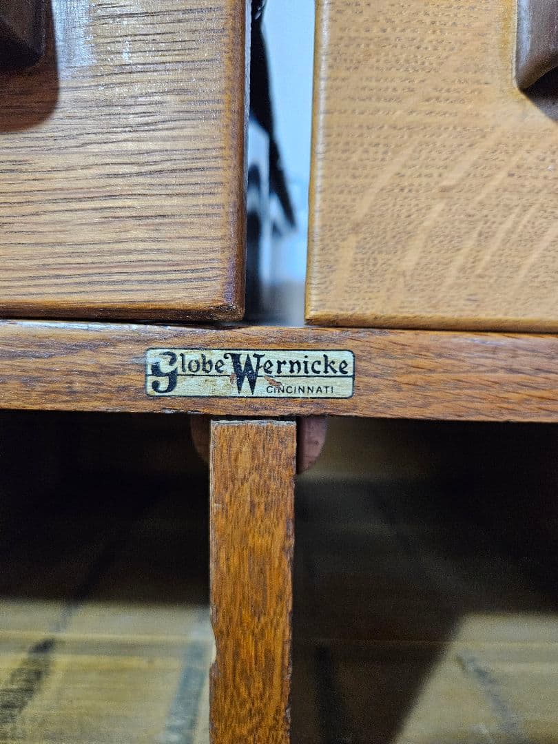 USアンティーク 木製のカードキャビネット ホルダー 卓上 書斎 引出し