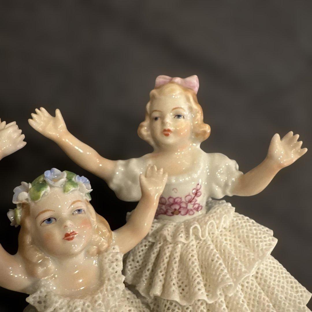 最終　超希少ドイツマイセンドレスデン　ジッツェンドルフお花畑で遊ぶ少女