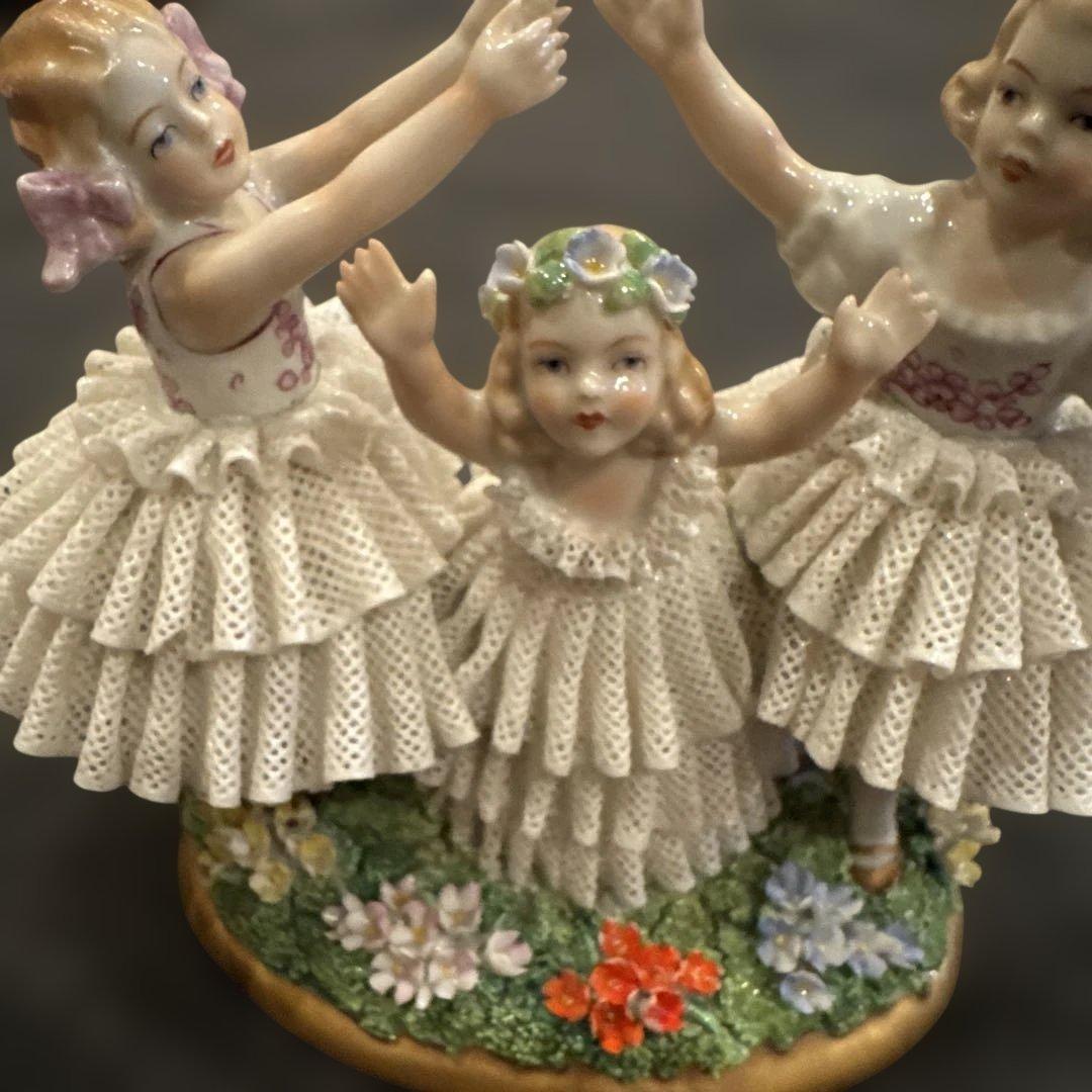 最終　超希少ドイツマイセンドレスデン　ジッツェンドルフお花畑で遊ぶ少女