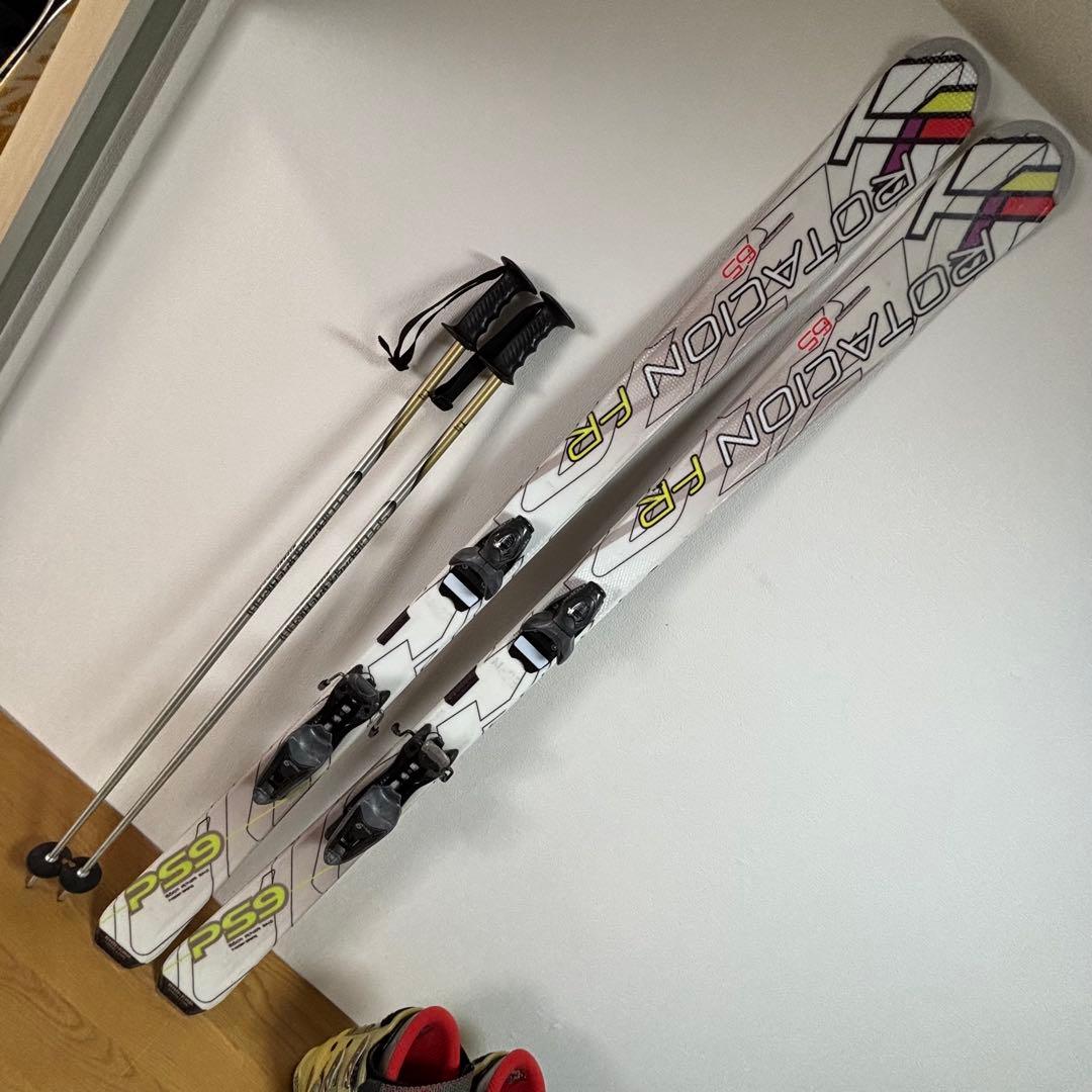 メンズスキー板セット　Swallow 165cm 27-27.5cm ストック付