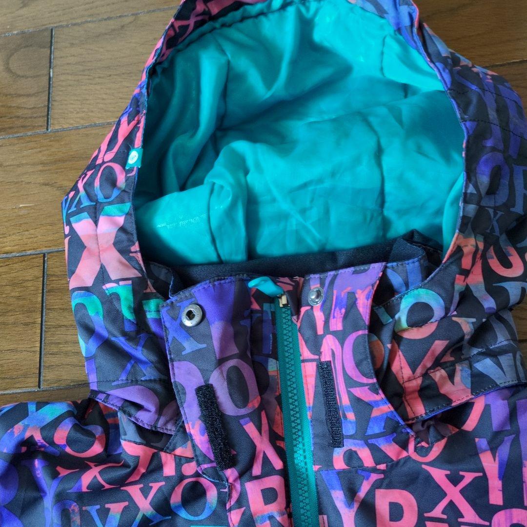 ROXY　スノボウェア　上下セット　Ｍ　ロゴ　総柄　　　パープル　クリーニング済