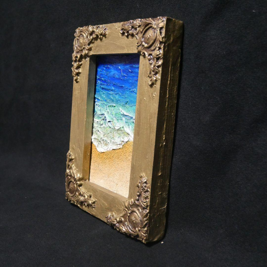 油絵 油彩 油彩画 絵 絵画 キャンバスパネル ミニ絵画【海と砂浜】