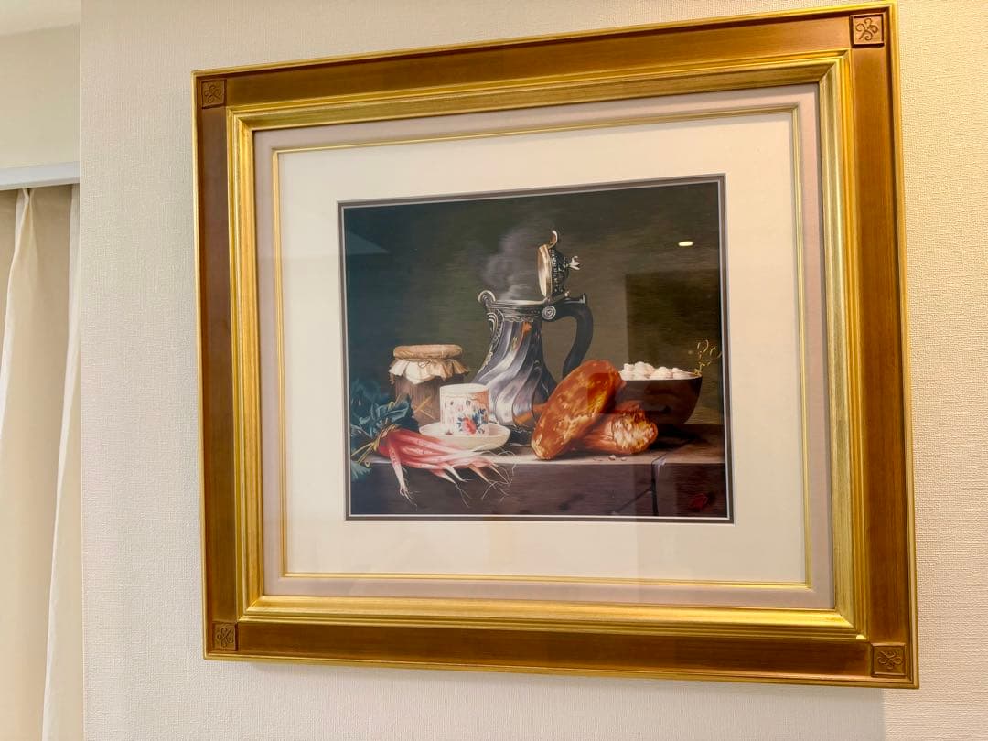 静物画 額装 版画 サインあり 食卓モチーフ インテリア #191