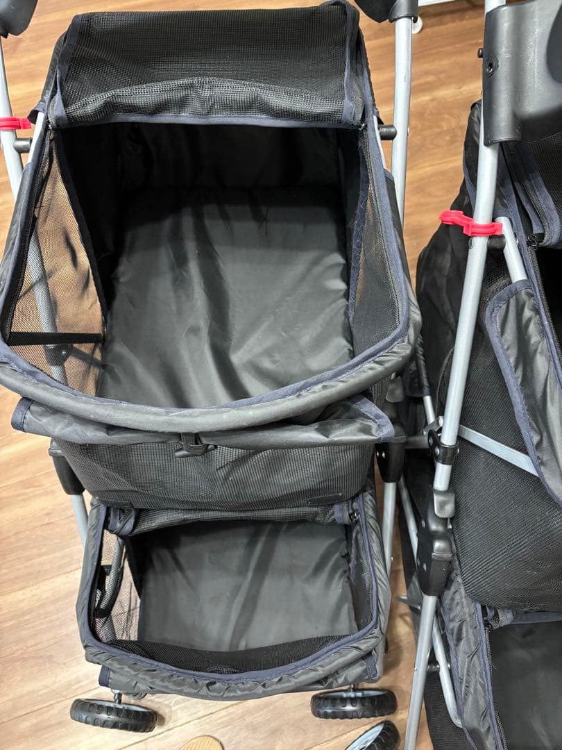 軽量ペットカート 1台 多頭飼い 折りたたみ式 黒　約120×80×51cm