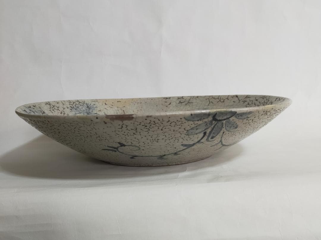 古九谷古染付呉須松人物絵大平鉢