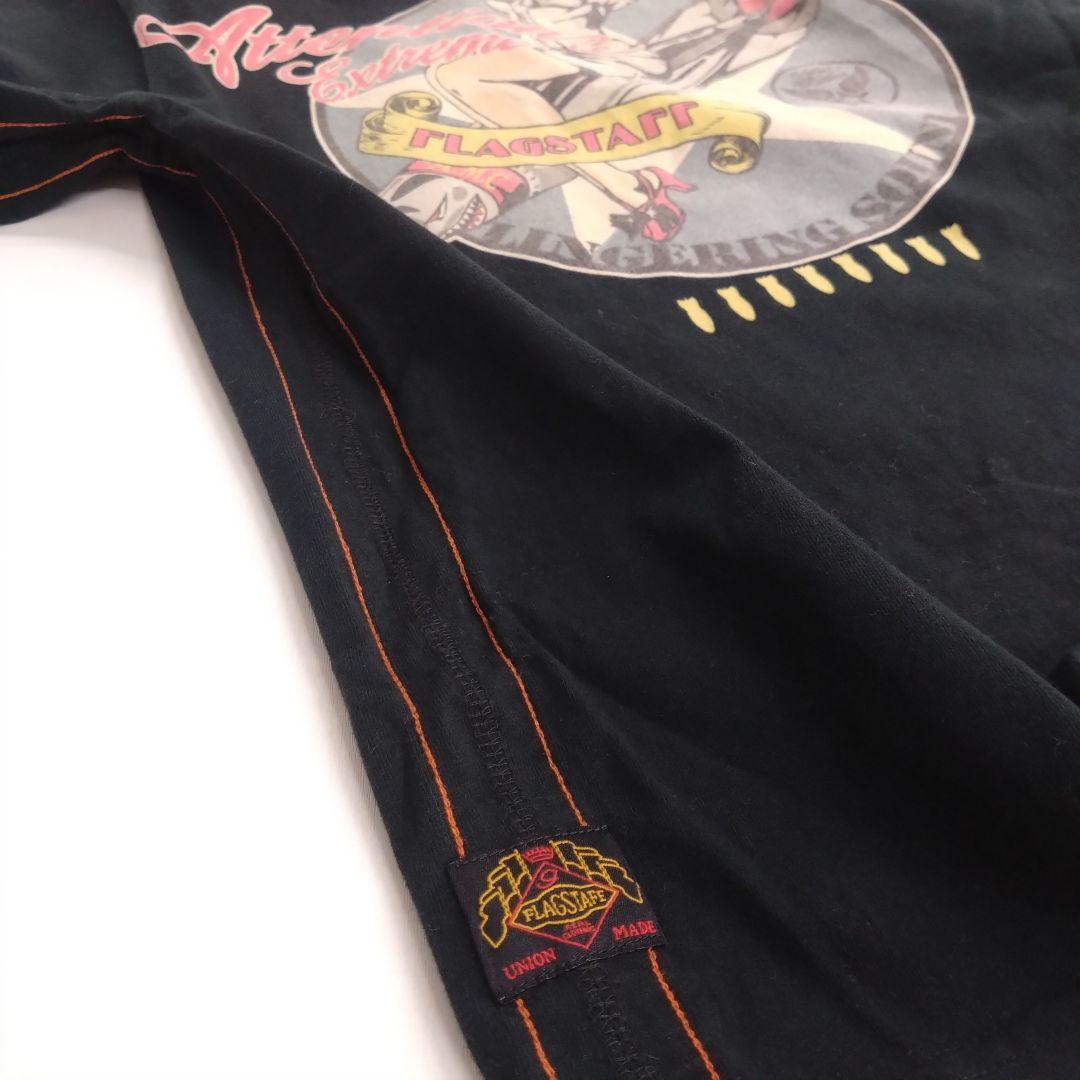 FLAGSTAFF Tシャツ ピンナップガール 黒 刺繍 ミリタリー