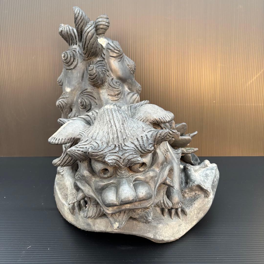 江戸時代 唐獅子牡丹 寛政暦 隅蓋瓦 鬼瓦 置物 インテリア オブジェ