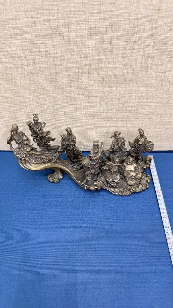 八仙過海 銅製立体群像｜天然木根台座｜実測重量3.86kg｜全高約26cm