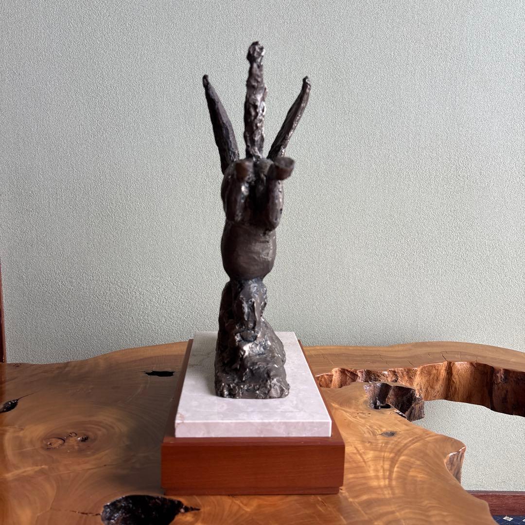 【洋銀】北村西望造 「春風」彫刻置物 共箱 高さ33.5cm