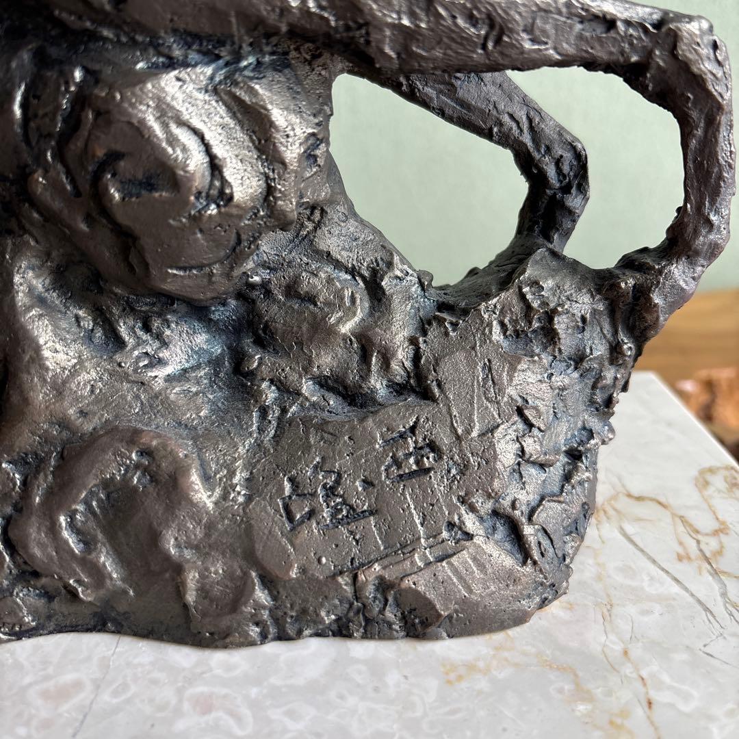 【洋銀】北村西望造 「春風」彫刻置物 共箱 高さ33.5cm