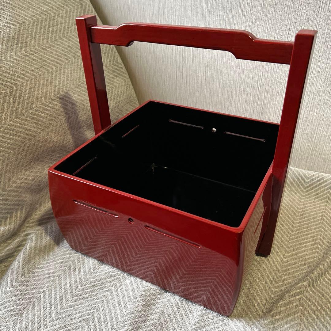 朱塗りおかもち　漆器　時代物　アンティーク