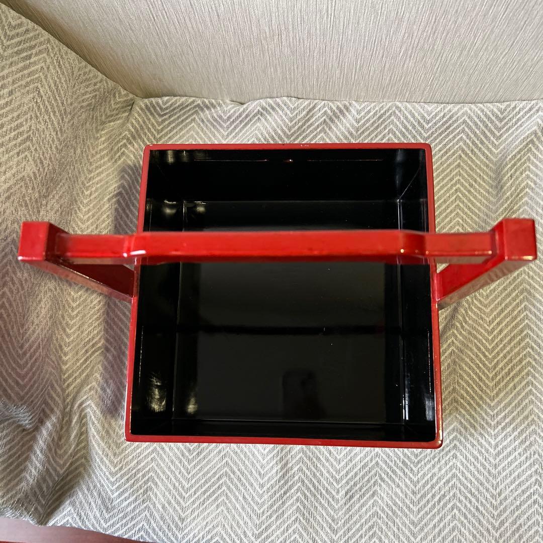 朱塗りおかもち　漆器　時代物　アンティーク