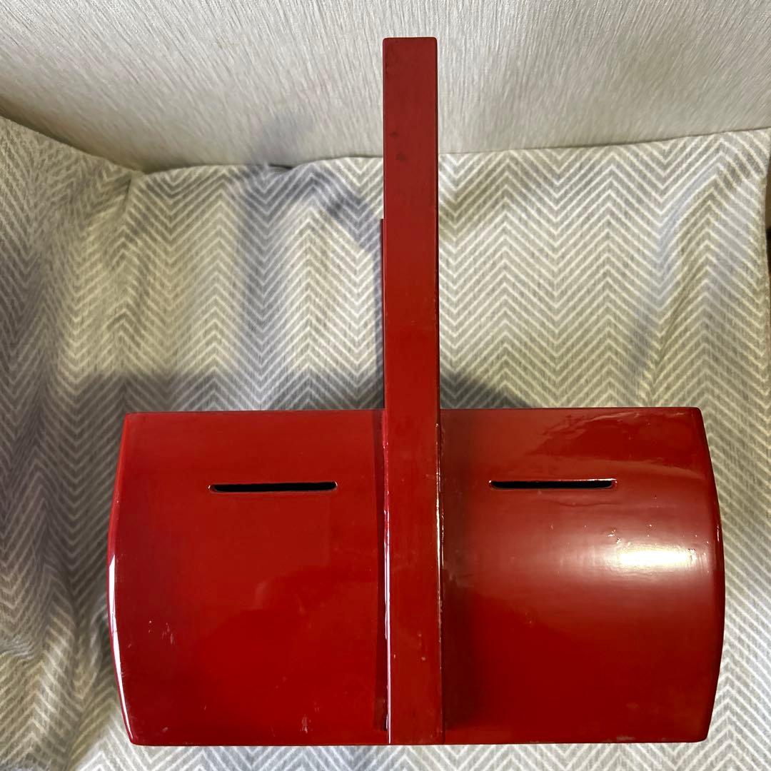 朱塗りおかもち　漆器　時代物　アンティーク