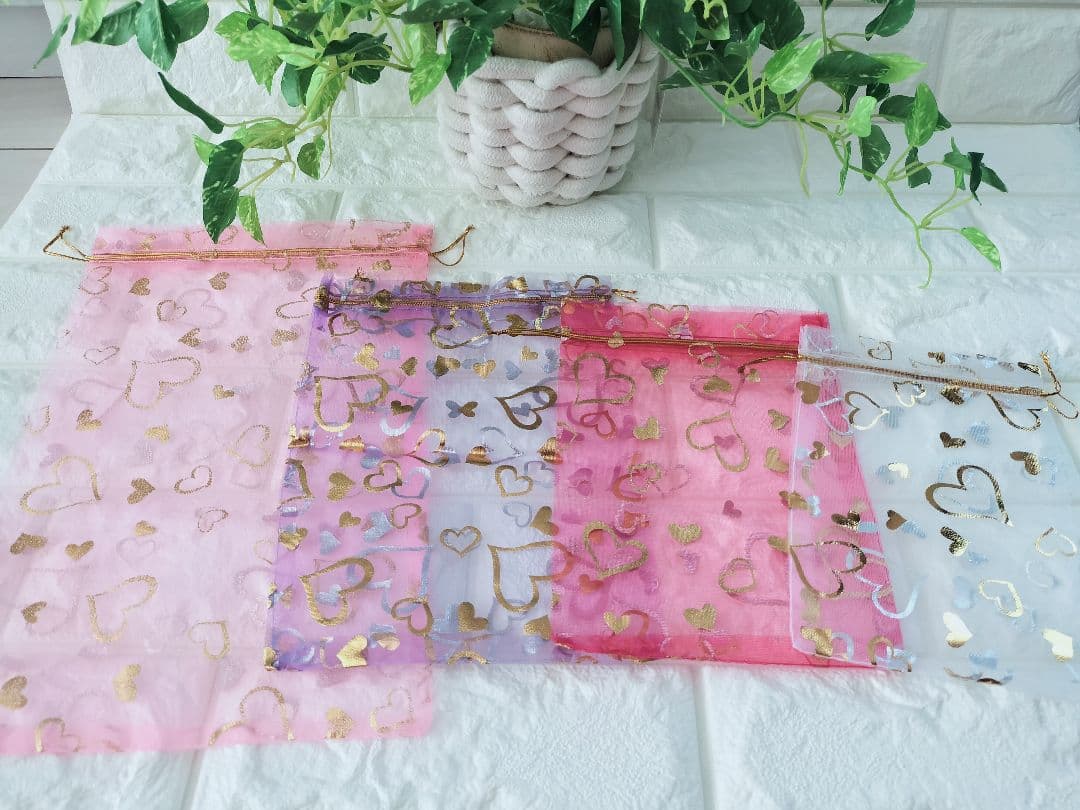 オーガンジー巾着袋　9柄　6サイズ　全17種×各7枚　全計119枚(1890)