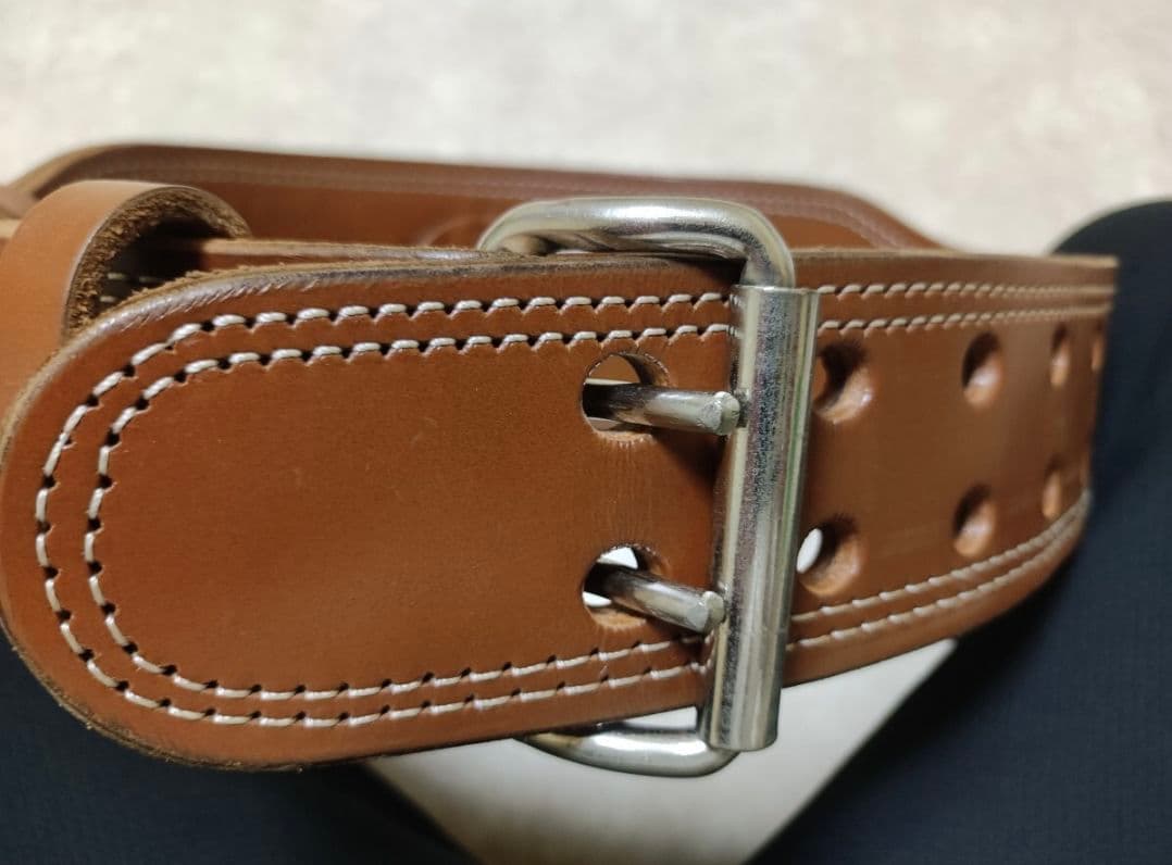 GOLD'S GYM ブラウンレザーパワーベルト