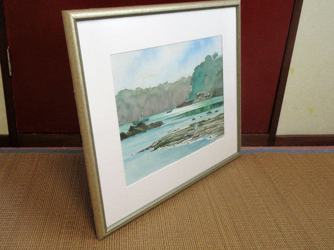 水彩画「光る海」