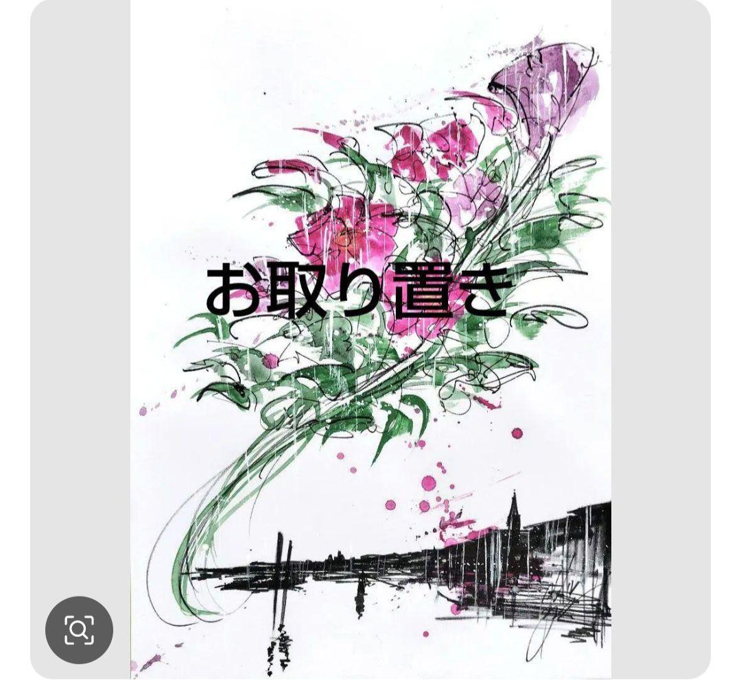 原画#3465 黒猫　薔薇　ベネチア　雨　絵画　水彩画　ドローイング　インテリア