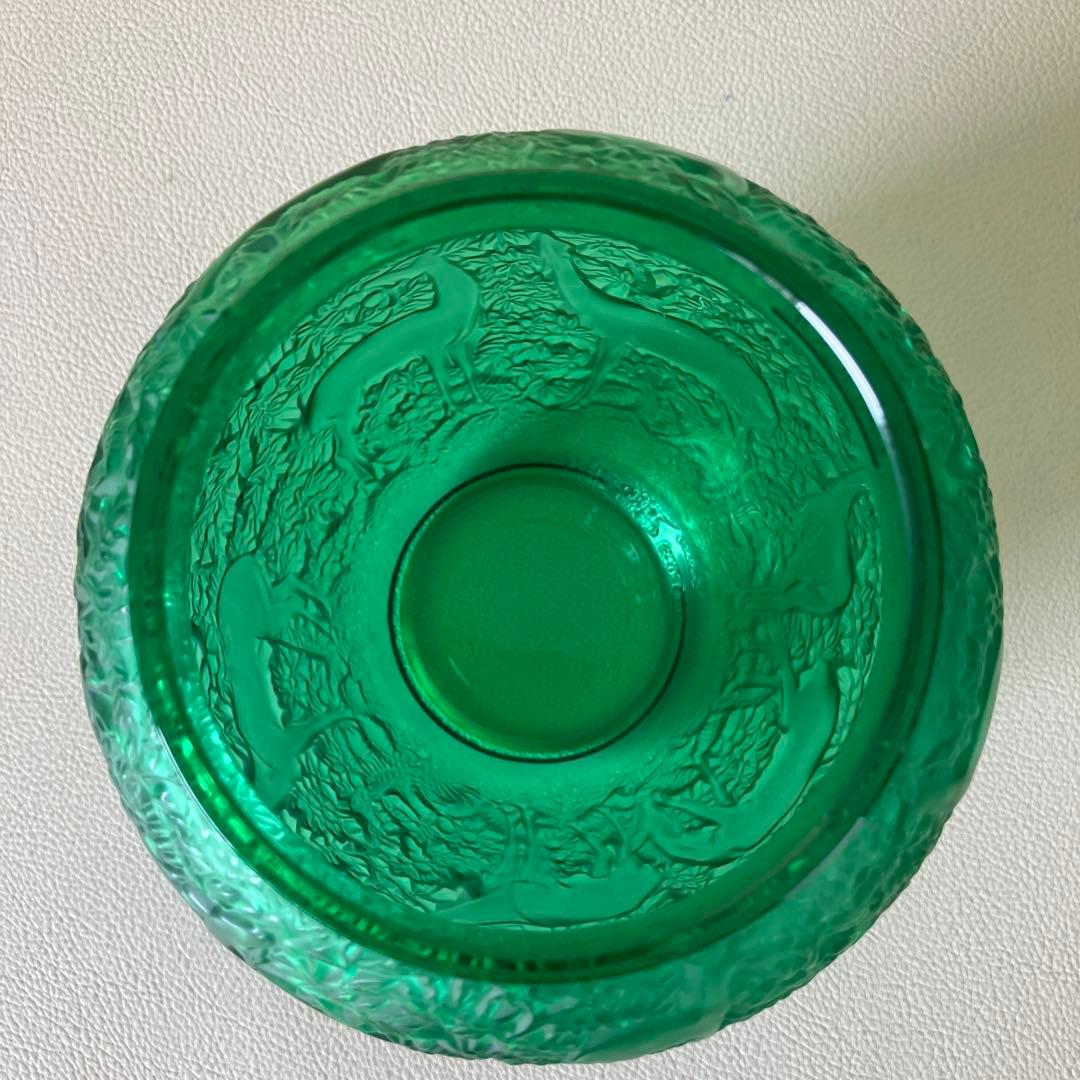 LALIQUE グリーン 花瓶 動物彫刻