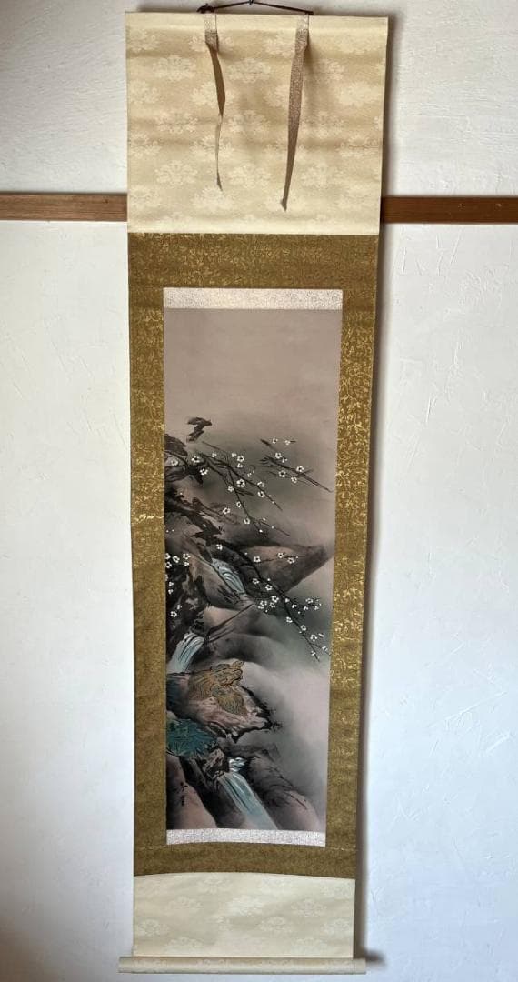 掛軸■三福対 芳崖 松竹梅 鶴亀 人物 寿老人 絹本 肉筆 時代物 骨董品■⑲