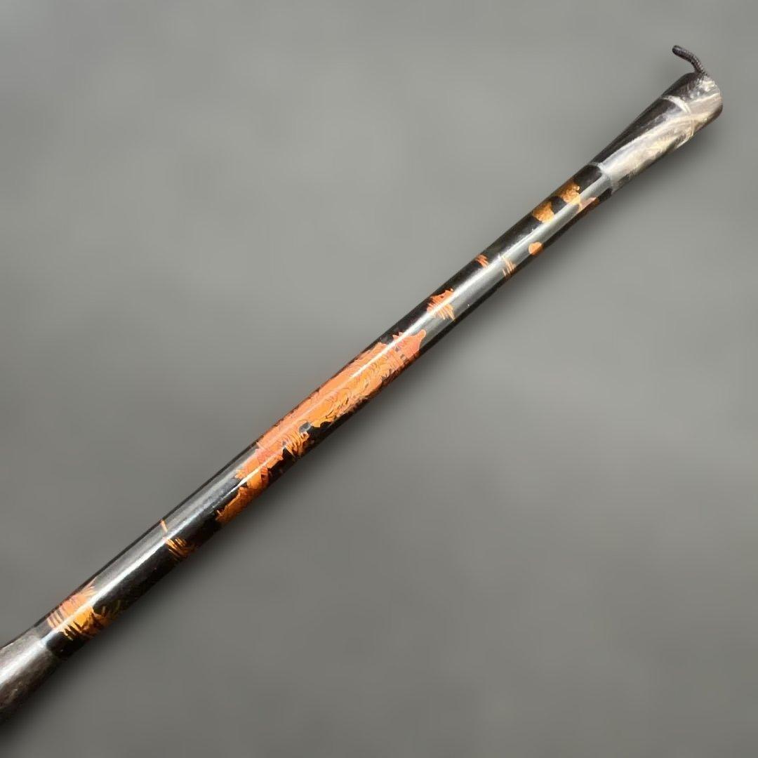 使用品　大筆　三国志上海工藝　竹の山水漆工芸　両端水牛角使用　穂先 6.3cm