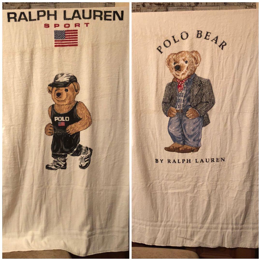デッドストック USA製 90s ポロスポーツ ポロベアー バスタオル