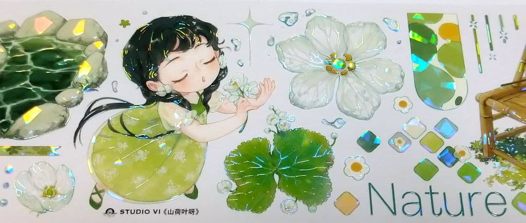 J656＃山荷叶呀(贝壳光)studiovi切り売り海外人物マステ女の子