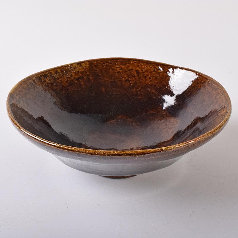 茶道具　楽吉左衛門　十代旦入造　飴釉　平楽茶碗　袱紗付　共箱　V　R7927