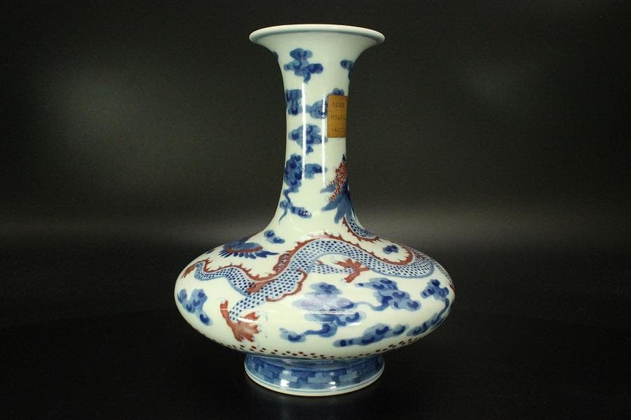 中国美術 龍模様 古い 花瓶(ZE510)