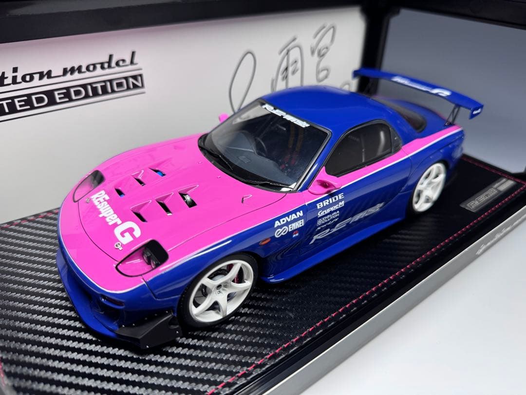 IG 1/18 マツダ RX-7 FD3S RE雨宮 ブルー ピンク フィギュア