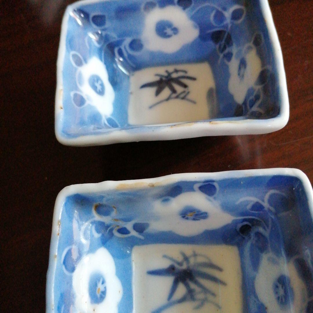 古伊万里　染付梅紋手塩皿　5客　6cm　江戸中期（1750-1790年頃）