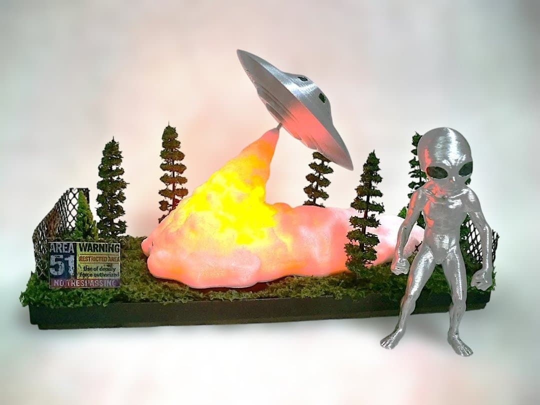 エリア５１UFOジオラマシリーズ火炎放射グレイフィギュアセット