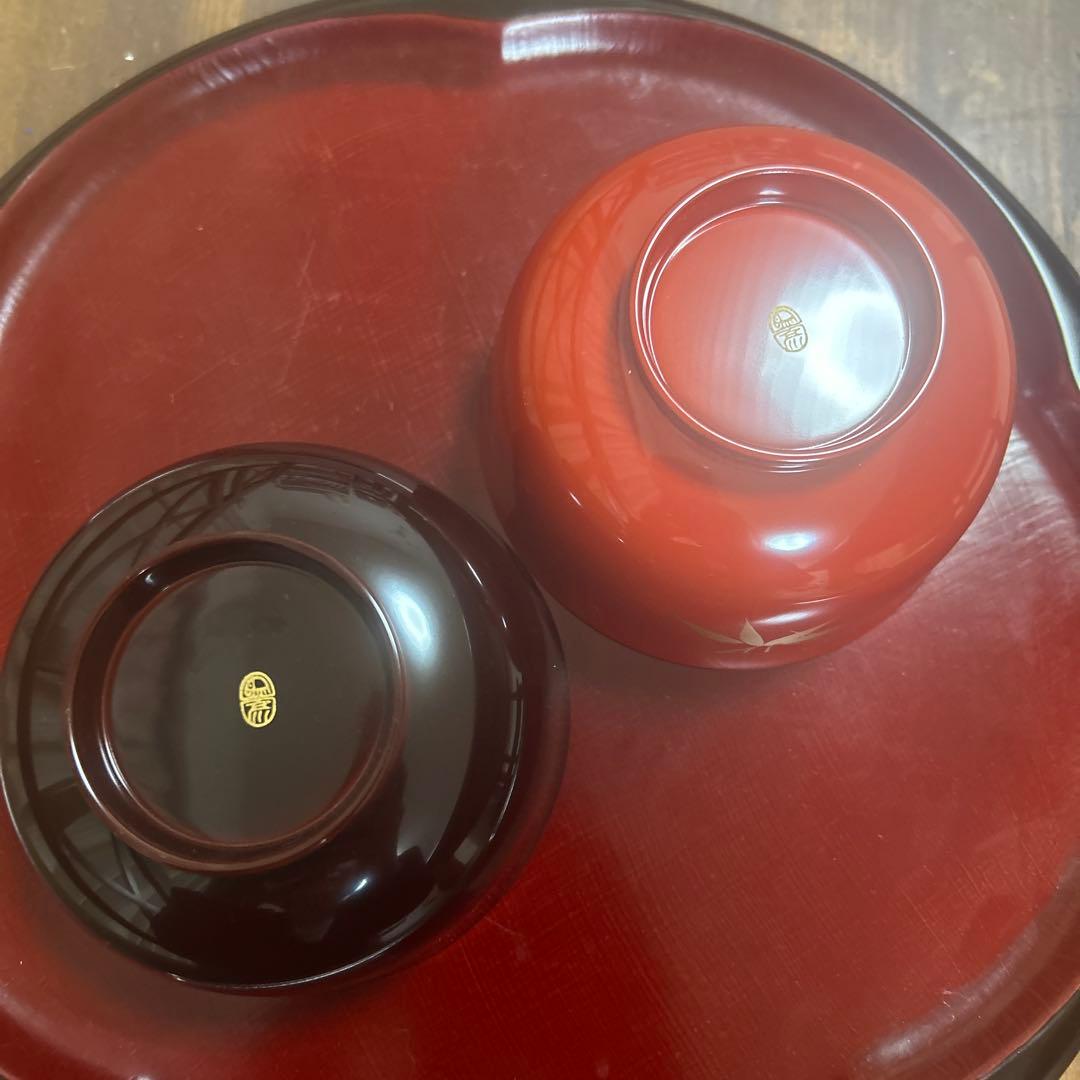 京都平安象彦　天然木　本漆塗　蒔絵　金箔　金彩　笹　夫婦椀