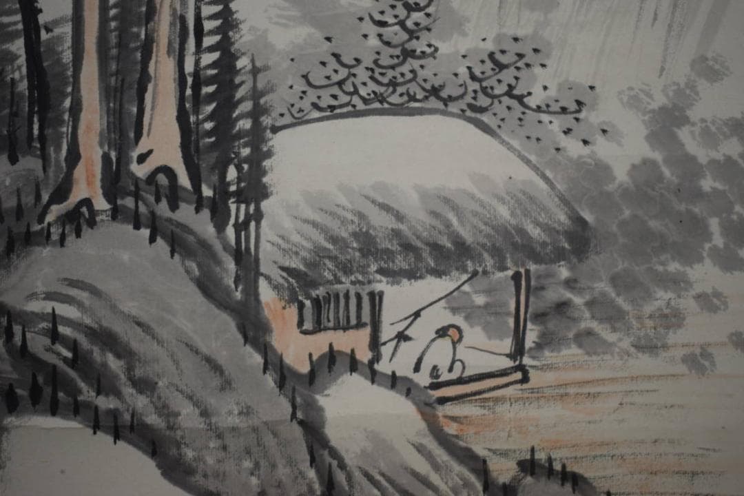 真作/柳塘逸人/山水画賛/布袋屋掛軸HK-117