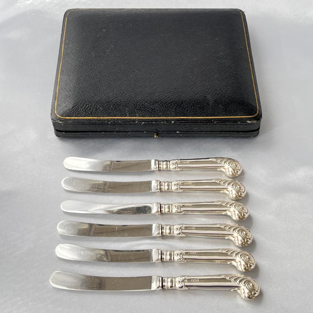 【James Deakin】 【純銀ハンドル】ロココの ティーナイフ 6本