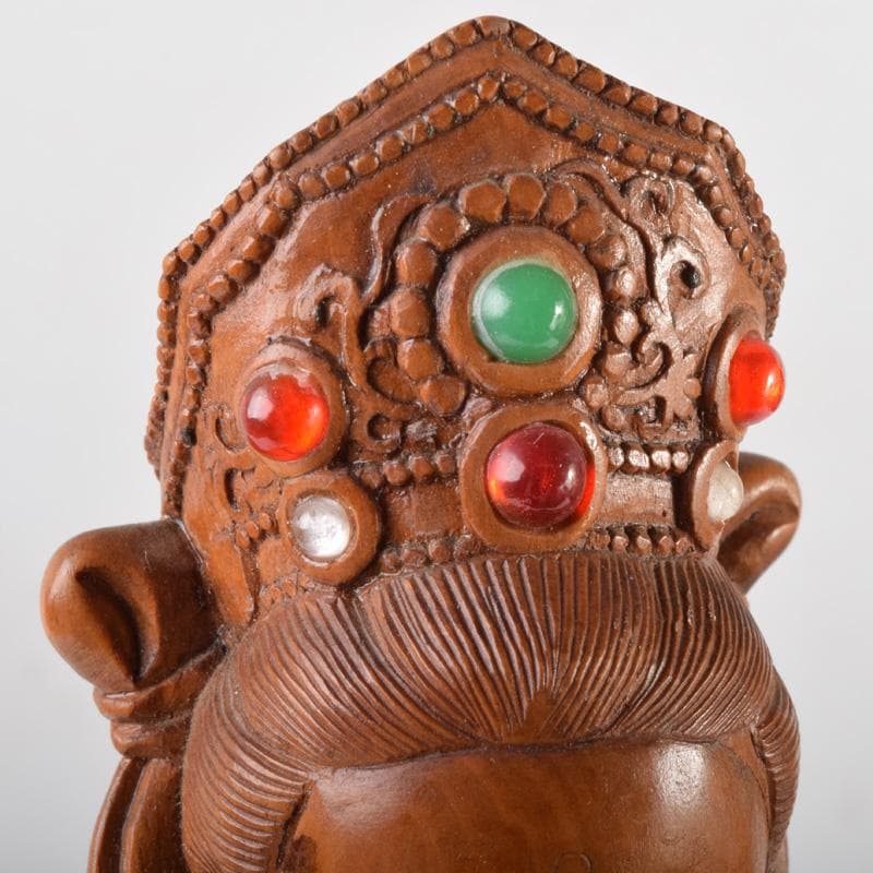 中国　唐木黄楊木製　玉石装飾　観音菩薩像　仏像　高さ約40cm　N　7208