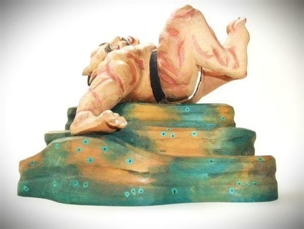 鬼 オニ 置き物 怪獣フィギュア トラ柄ふんどし