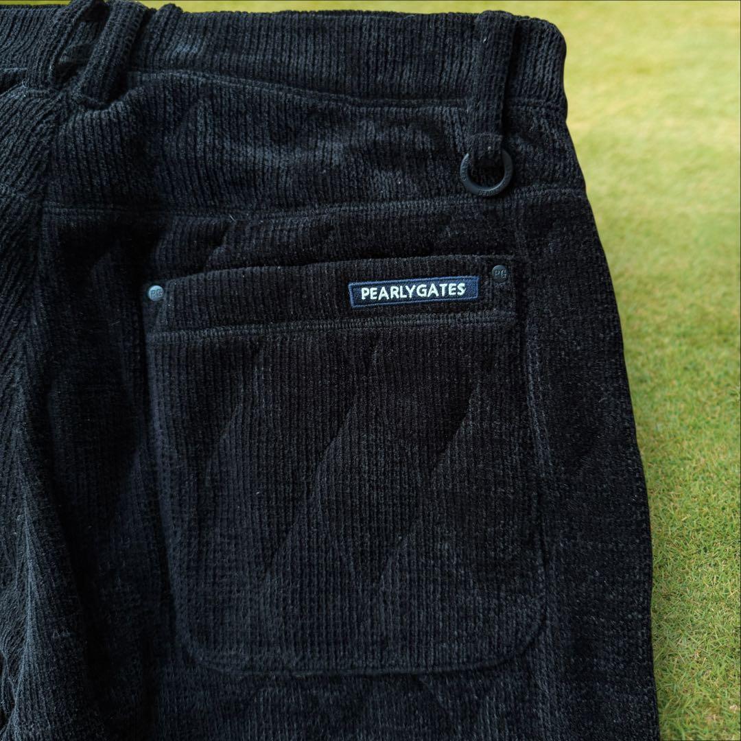 蓄熱　裏地付き　パーリーゲイツ　ジョガーパンツ　M〜L相当　黒　キルティング　4