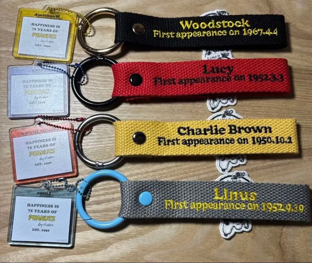 PEANUTS 75th アクリルマスコット付き刺繍タグ1月限定特価4種セット