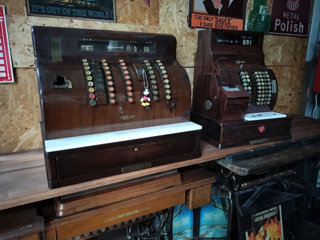 アンティークレジスター 木目調 大型 キャッシャー NATIONAL 昭和レトロ