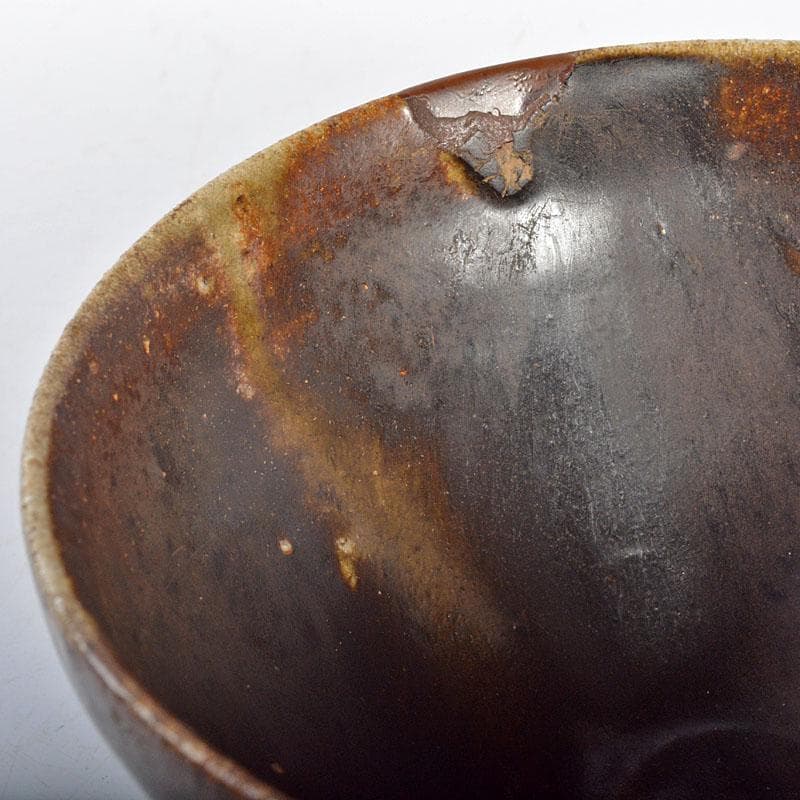 中国　柿釉　天目茶碗　時代箱付　V　R4371