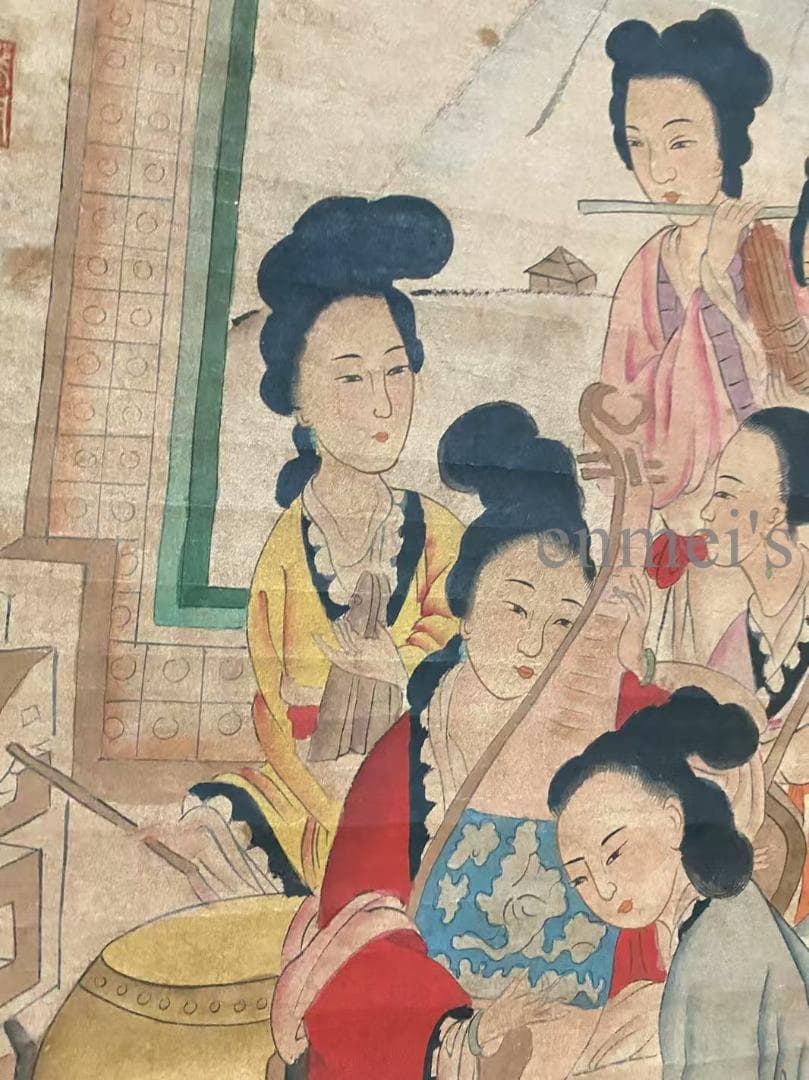 中国古美術 宋代 米芾 人物画 宣紙 書画 唐物 水墨画 掛け軸 女性群像 文房