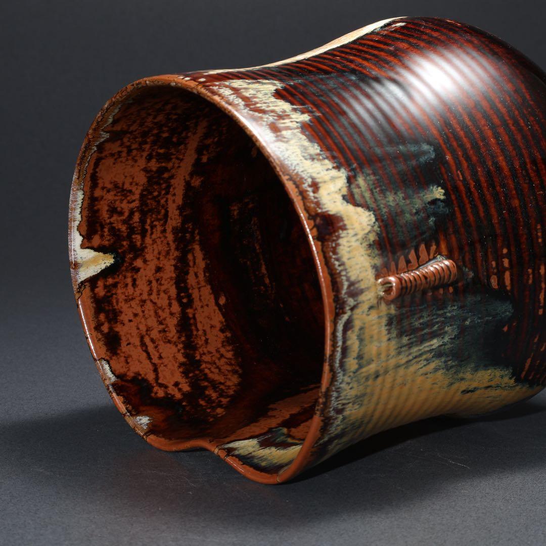 【茶道具】水指　高取　鬼丸雪山　共箱　6R1635ラ2