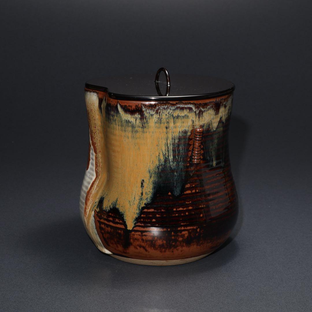 【茶道具】水指　高取　鬼丸雪山　共箱　6R1635ラ2